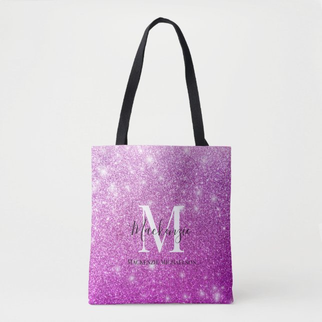 Girl Pink Ombre Glitzer Monogram Name (Vorderseite)