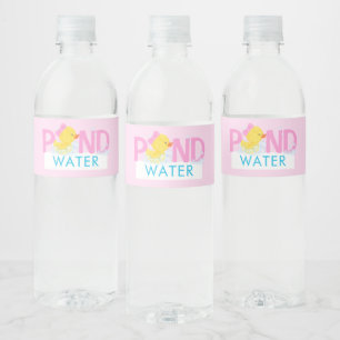 Girl Pink Pond Wasser Aquarellfarbe Gummi Dusche Wasserflaschenetikett