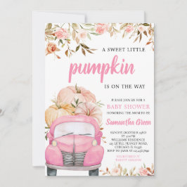 Girl Pink Pumpkin Truck Kinderdusche Einladung
