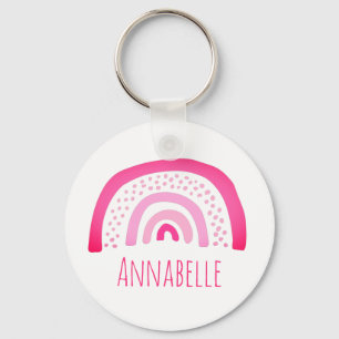 Girl Pink Rainbow Personalisiert Schlüsselanhänger