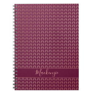 Girl Pink Rose Gold Foil Tribal Burgundy Boho Notizblock