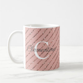 Girl Pink Rose Gold Glitzer Streifen Monogramm Kaffeetasse