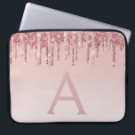 Girl Pink Rose Gold Glitzer Tropfen Monogram Laptopschutzhülle<br><div class="desc">Blush Pink - Rose Gold Imitats Dripping (Tropfens) Glitzer und sparkle elegante monogram Laptop Computer Case. Dieser mit Monogramm Fall kann so angepasst werden,  dass er Ihren Anfangs- und Vornamen enthält.</div>