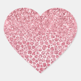 Girl Pink Sparkle Glitzer Leopard Print Herz-Aufkleber