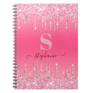 Girl Pink Sparkle Glitzer Monogram Notizblock