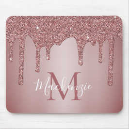 Girl Pink Sparkle Glitzer Tropfens Monogram Mousepad