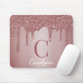 Girl Pink Sparkle Glitzer Tropfens Monogram Mousepad