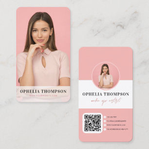 Girl Pink Typografie Script QR Code Business Card Visitenkarte