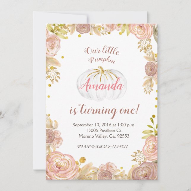 Girl Pink Unser Pumpkin macht eine Einladung (Vorderseite)