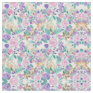 Girl Pink Violet Lila Gold Aquarellfarben Blume Stoff