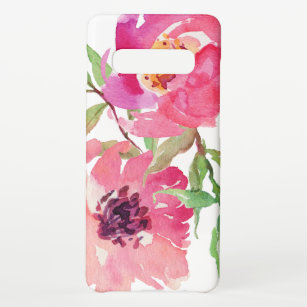 Girl Pink Watercolor Floral Pattern Samsung Galaxy S10+ Hülle