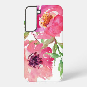 Girl Pink Watercolor Floral Pattern Samsung Galaxy Hülle