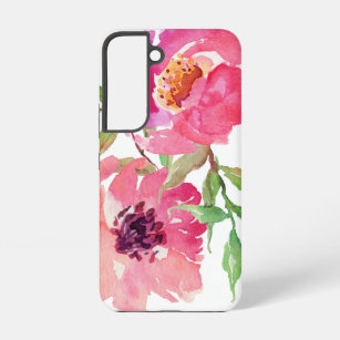 Girl Pink Watercolor Floral Pattern Samsung Galaxy Hülle