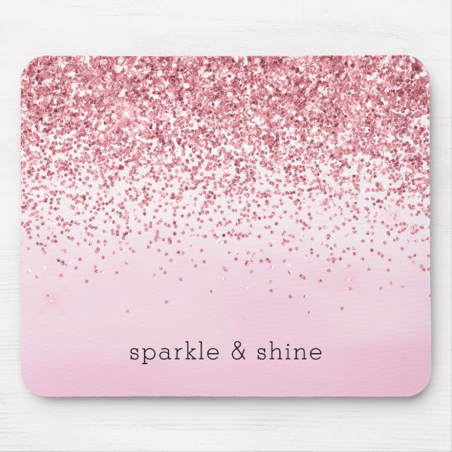 Girl Pink Watercolor Glitzy Sparkle Glitzer Mousepad (Vorne)