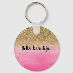 Girl Pink Watercolor Gold Glitzer Glitz Confetti Schlüsselanhänger