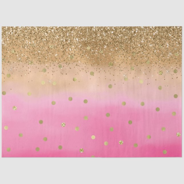 Girl Pink Watercolor Gold Glitzer Glitz Confetti Seidenpapier (Vorderseite)