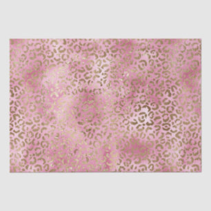 Girl Pink Watercolor Gold Leopard Print Seidenpapier