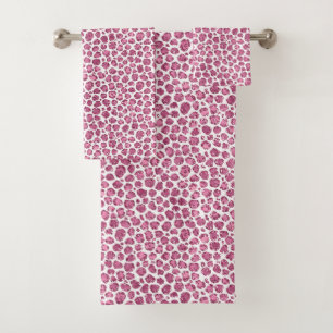 Girl Pink White Glam Glitzer Leopard Print Badhandtuch Set