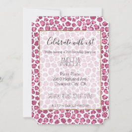 Girl Pink White Glam Glitzer Leopard Print Einladung