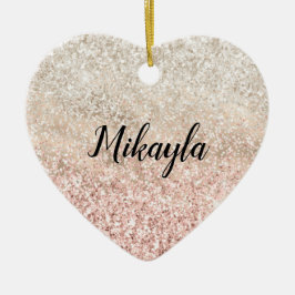 Girl Pink White Glitz Glitzer Name Keramik Ornament