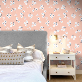 Girl Pink White Niedlich Baby Floral Tapete