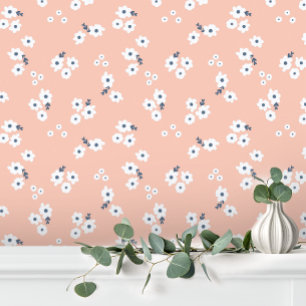 Girl Pink White Niedlich Baby Floral Tapete
