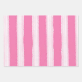 Girl Pink White Stripes Geschenkpapier Set