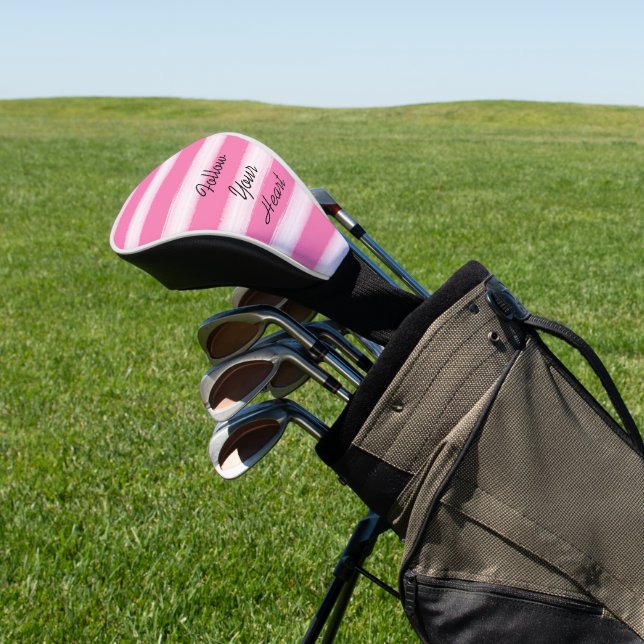 Girl Pink White Stripes Golf Headcover (In SItu)