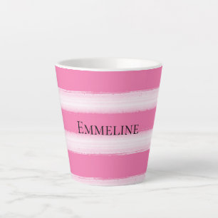 Girl Pink White Stripes Milchtasse