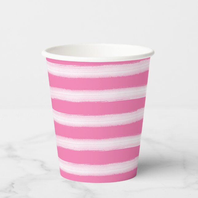 Girl Pink White Stripes Pappbecher (Vorderseite)