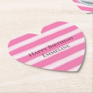 Girl Pink White Stripes Untersetzer