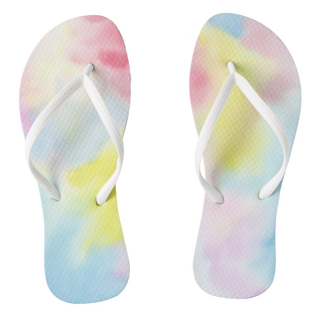Girl Pink Yellow Blue Gefärbte Krawatte Flip Flops (Fußbett)