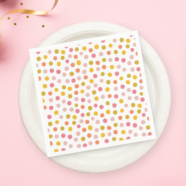 Girl Pink Yellow Polka Dots Paper Napkin Serviette (Von Creator hochgeladen)