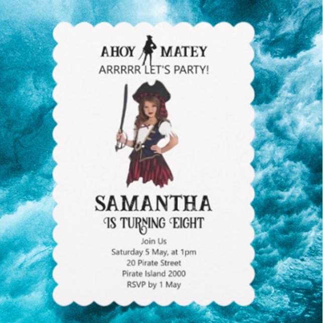 Girl Pirate Adventure Einladung (You're Invited to a Pirate-Themed Birthday Party!)