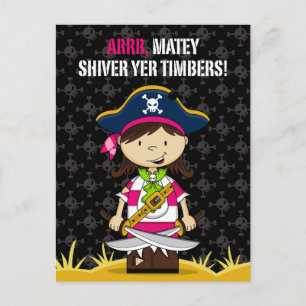Girl Pirate Captain Postcard Postkarte