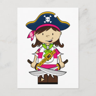 Girl Pirate Captain Postcard Postkarte