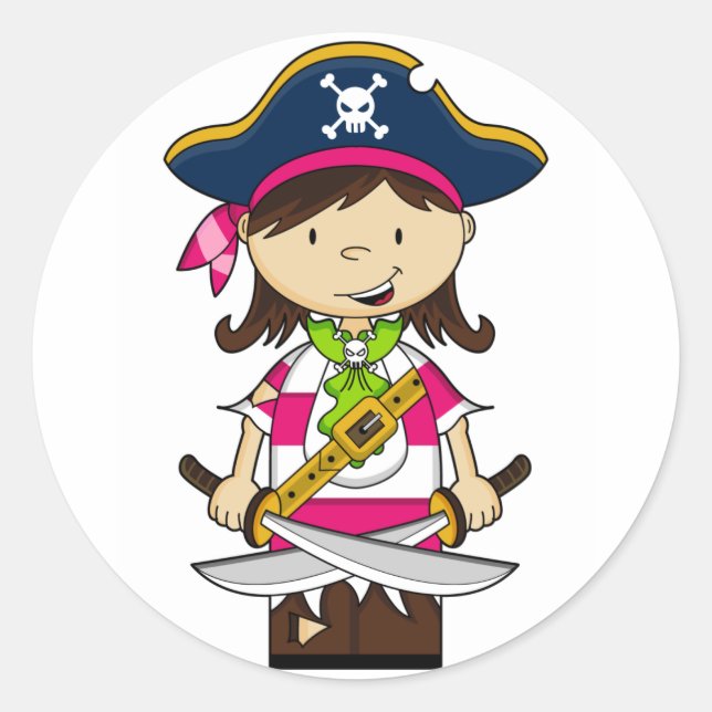 Girl Pirate Captain Sticker (Vorderseite)