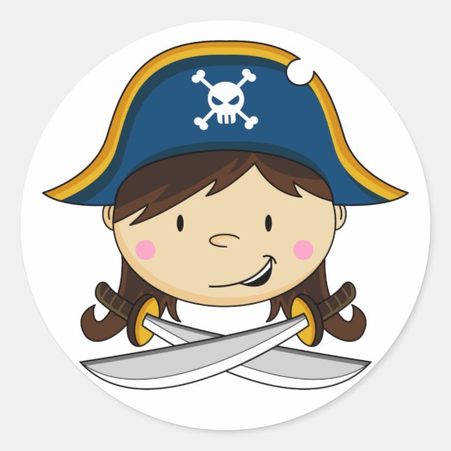Girl Pirate Captain Sticker (Vorderseite)