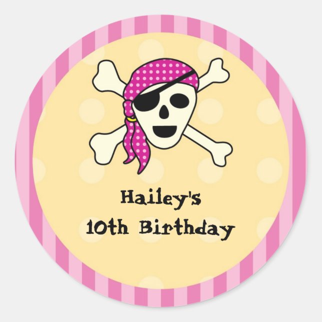 Girl Pirate Favor Siegel Sticker (Vorderseite)