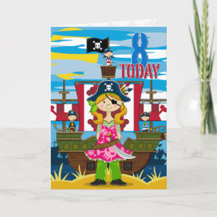 Girl Pirate Ship Scene 8. Geburtstagskarte Karte