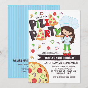 Girl Pizza Party Geburtstag Einladung