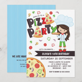 Girl Pizza Party Geburtstag Einladung