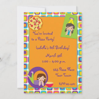 Girl Pizza Party Geburtstag Einladung