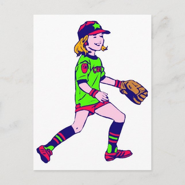 Girl Playing Baseball Postkarte (Vorderseite)