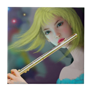 Girl Playing Flute 2 Fliese