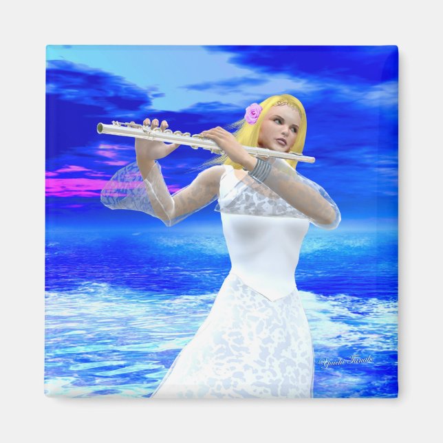 Girl Playing Flute Magnet (Vorne)
