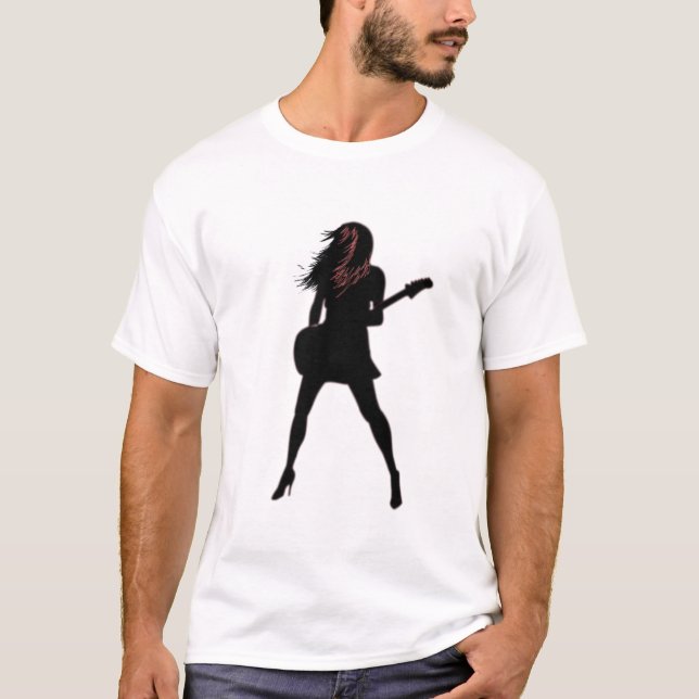 Girl Playing Guitar T - Shirt Rock'n'Roll Party (Vorderseite)