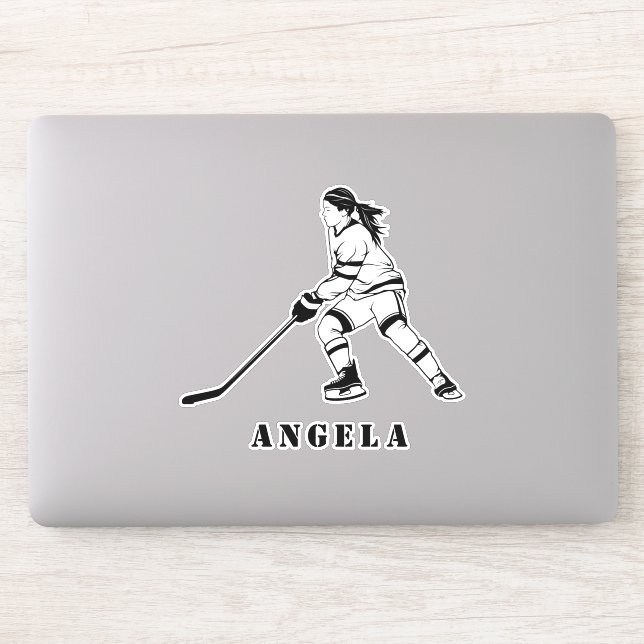 Girl Playing Ice Hockey Team Spieler Mädchengenuss Aufkleber (Computer)