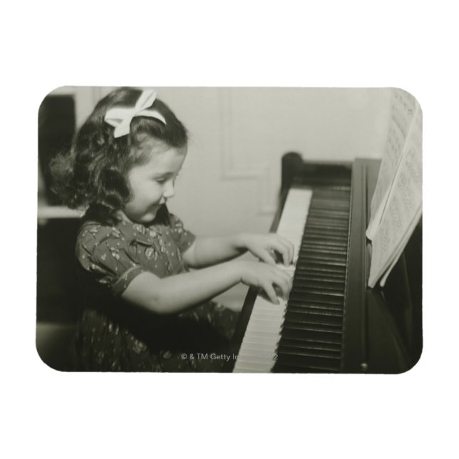 Girl Playing Piano Magnet (Horizontal)