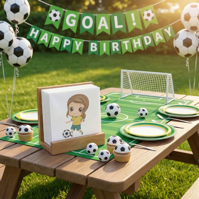 Girl Playing Soccer Adorable Kids Sports Serviette (Von Creator hochgeladen)